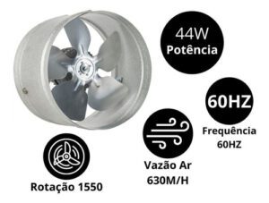 Exaustor para Churrasqueira 22cm Bivolt Duto Redondo