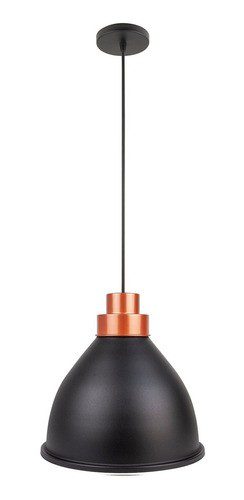 Luminária Pendente Moscou 32cm Cobre e Preto Bivolt