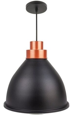 Luminária Pendente Moscou 32cm Cobre e Preto Bivolt