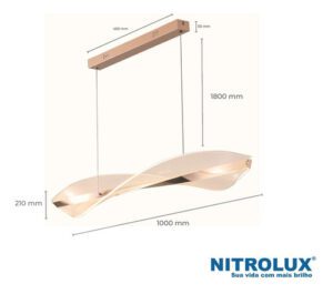 Luminária Pendente Dourada Linear Moderna LED 25W 3000K