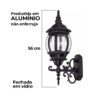 Arandela Colonial 8 Faces Preta em Alumínio e Vidro 56cm 10 15565660831 15361471326 imgi 8 0277cd62118baa41a7521 2
