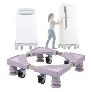 Soluções para o seu bem estar! 20 Suporte para Máquina de Lavar Ajustável Ponente – Até 300kg com 4 Rodinhas e 4 Pés Antivibração