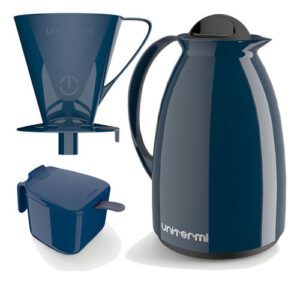Kit Café Prático Unitermi 3 Peças: Garrafa 650ml, Suporte e Açucareiro