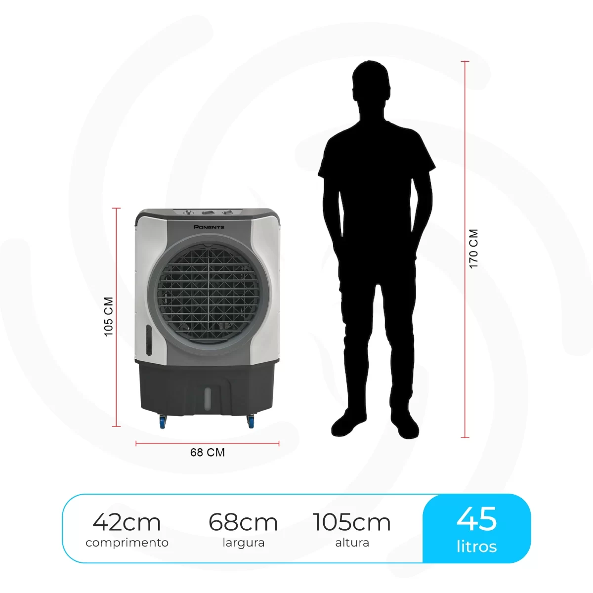Climatizador Evaporativo 45 Litros Turbo45 Ponente 210W - Imagem 4