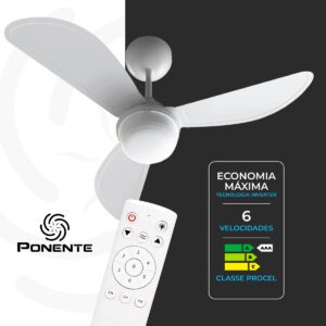 Ventilador de Teto Fast Inverter 96cm Bivolt LED 6 Velocidades