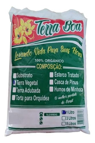 Terra Vegetal Adubada 1 Litro Orgânica para Hortas e Jardim 1 01TERRA
