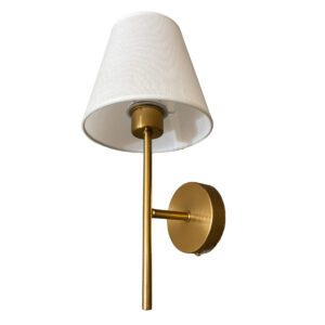 Arandela Tocheiro Dourada 30cm com Cúpula Tecido Bivolt