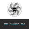 Ventilador de Parede Turbão 50cm 130W Bivolt com Controle Remoto 6 pás Preto Prata 7 15586548063 imgi 5 br 11134207 81ztc mjzwuse2ygw117