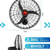 Ventilador de Parede 60cm Profissional Ventisol Bivolt 200W Preto Grade Bipartida 6 Controle de Velocidade Deslizante de Parede Ventisol