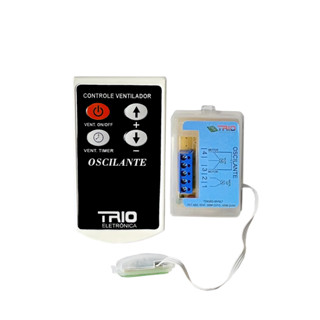 Controle remoto ventilador parede Trio Bivolt com 6 níveis de velocidade, timer e módulo receptor 400W.