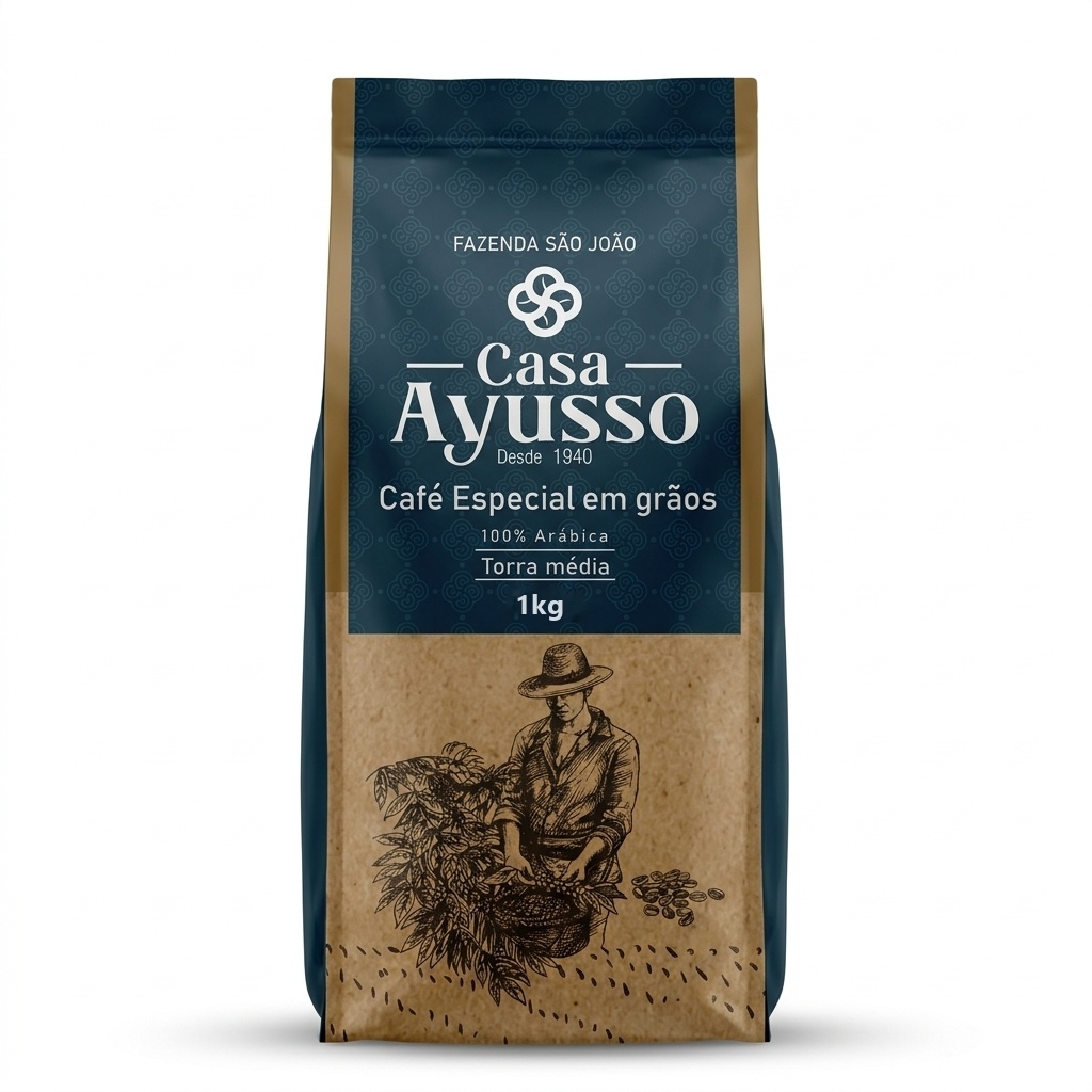 Soluções para o seu bem estar! 71 Café Especial em Grãos 1kg Casa Ayusso 100% Arábica Torra Média Fazenda São João