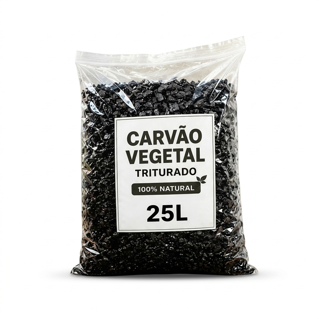 Carvão Vegetal Triturado 25L 100% Natural para Plantas e Substrato