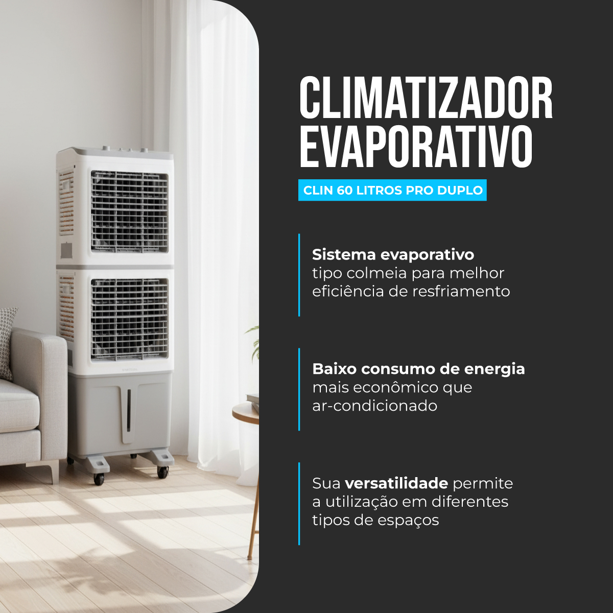 Climatizador De Ar Clin 60 Litros Pro Duplo Ventisol - Foto 3