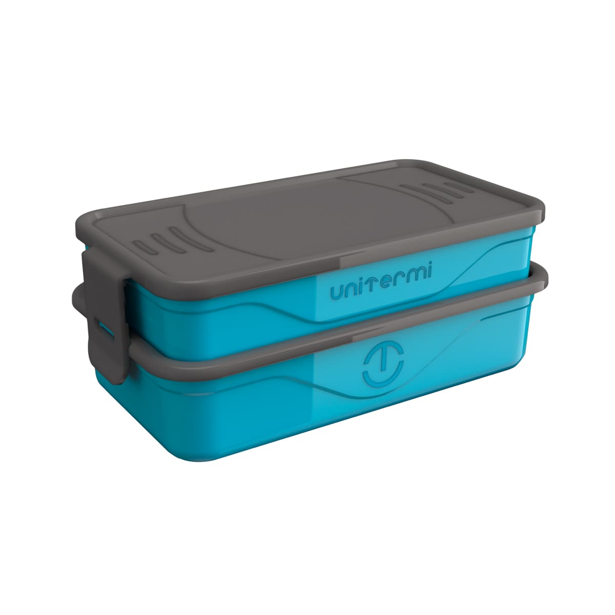 Marmita Térmica 1,3L Unitermi Fit Califórnia Azul com Trava e Talheres Inox