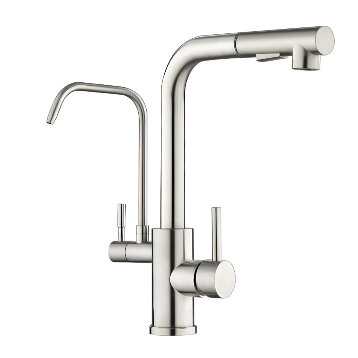 Torneira Gourmet com Filtro 3 em 1 Inox 304 Ducha Extensível Inox Escovado